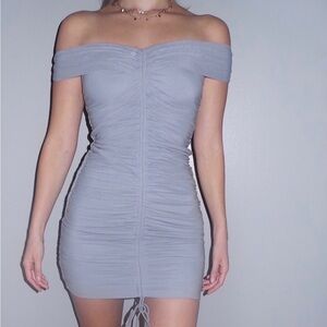 Grey dress mesh body con